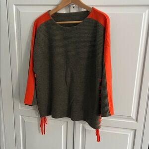 Orange and Gray/Green Cashmere Sweater